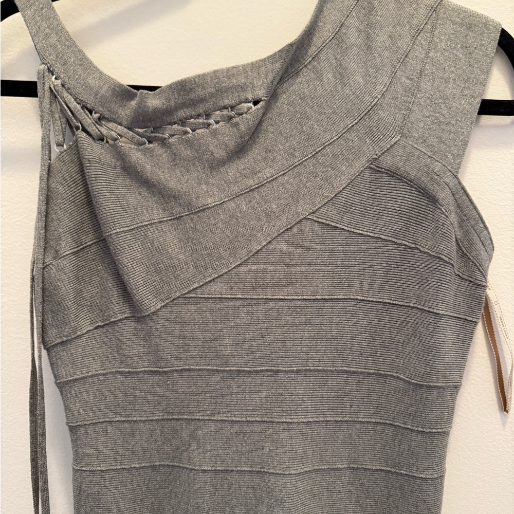 Herve Leger One Shoulder Gray Dress